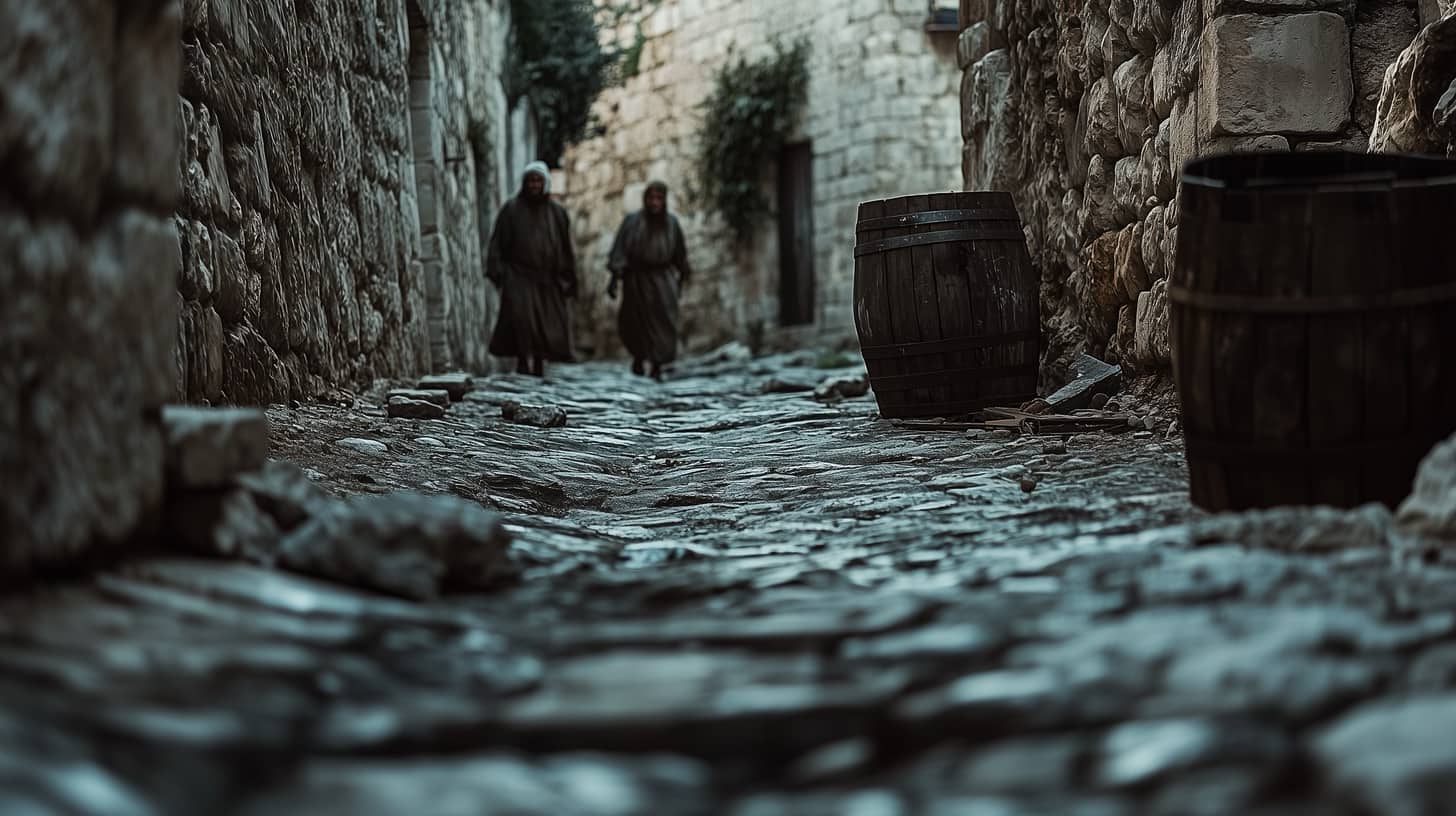 Στενό δρομάκι στο Velanos, πρωτεύουσα του Sandrin